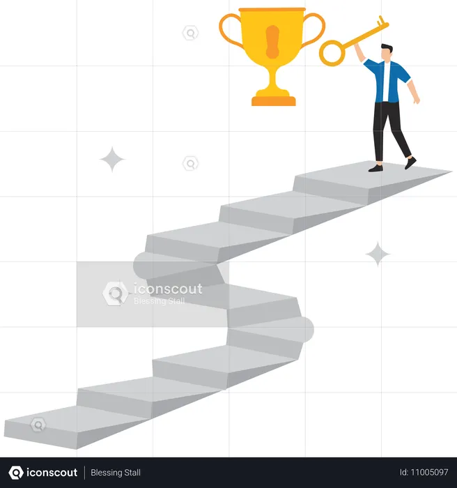 Businessman with success key  Illustration