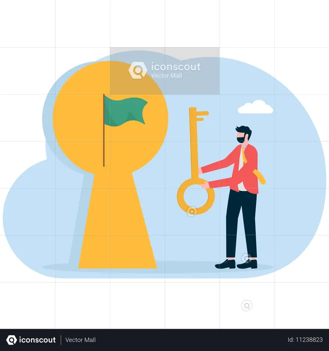 Businessman with success key  Illustration