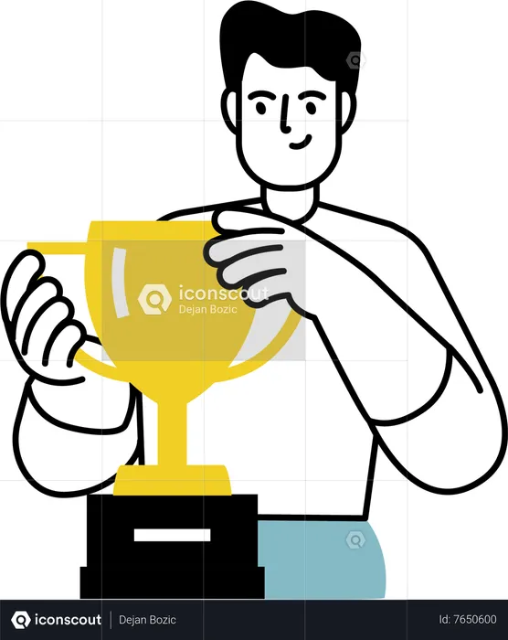 Businessman with success trophy  Illustration