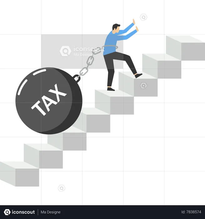 Businessman with tax and exhaustion  Illustration