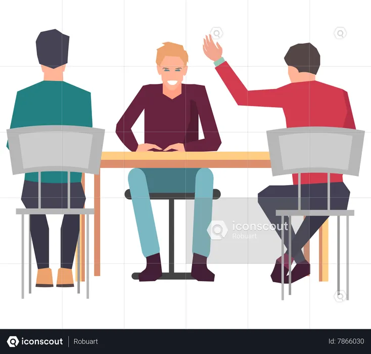 Businessman with team doing business discussion  Illustration