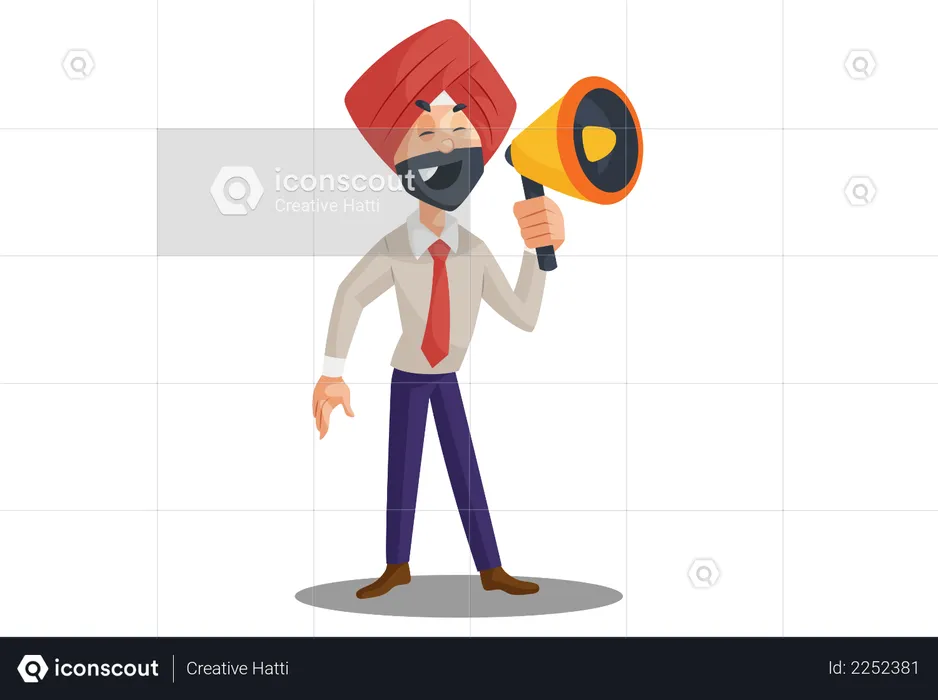 Businessman with the megaphone doing marketing  Illustration
