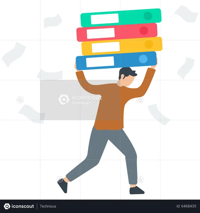 Businessman with workload  Illustration