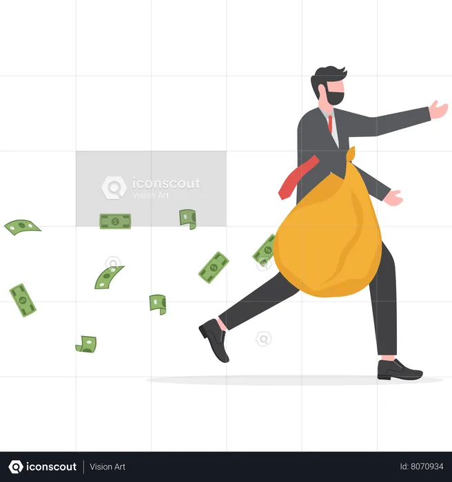 Businessman withdrawing his profits from market  Illustration