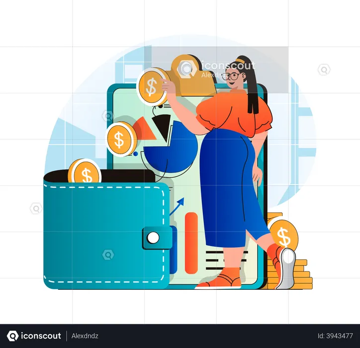 Businessman woman managing business finance  Illustration