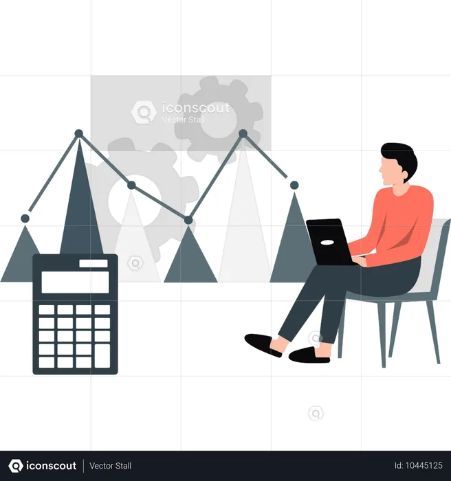 Businessman working about line graph  Illustration