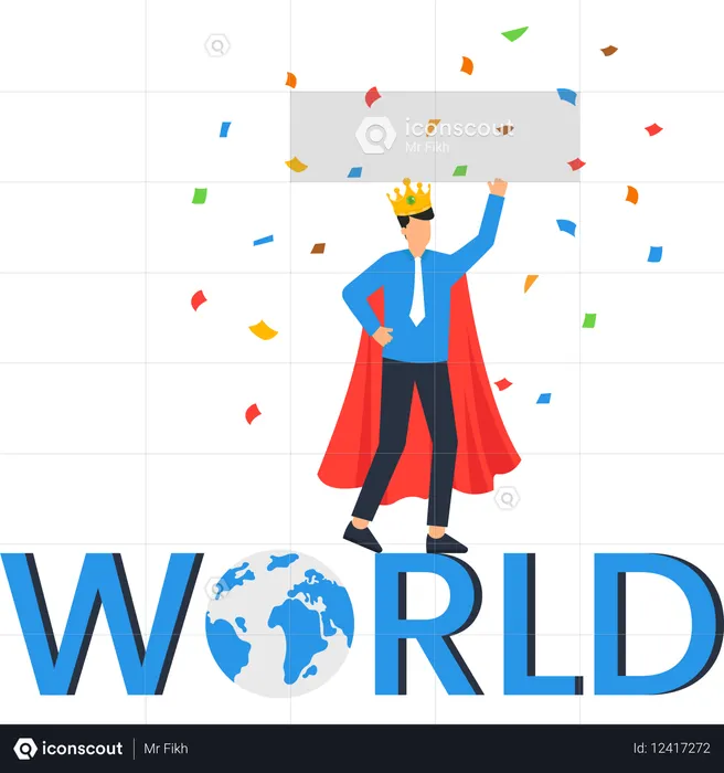 Businessman working as global leader  Illustration