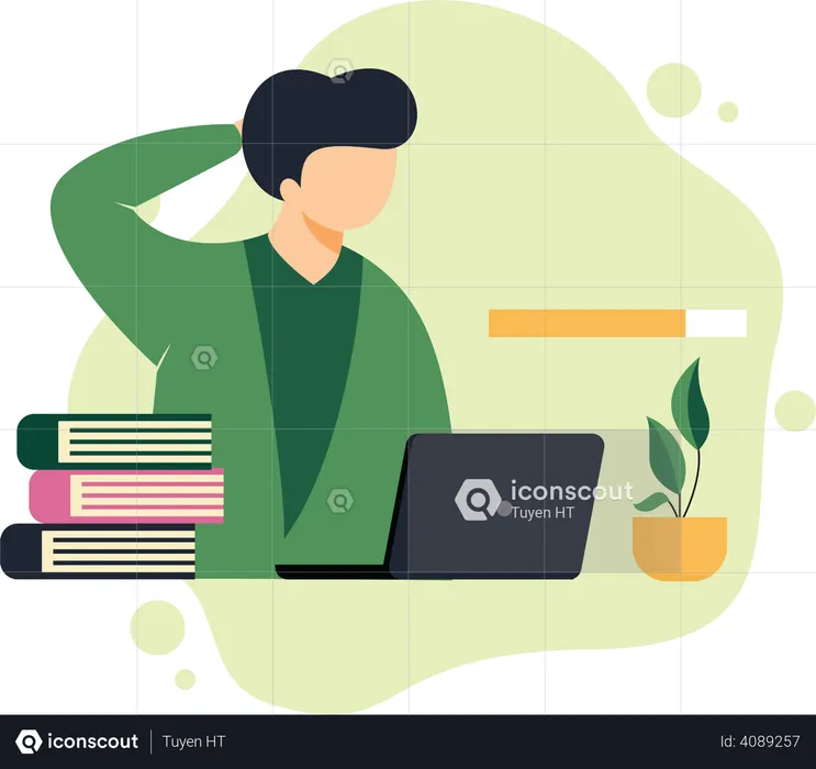 Businessman working at deadline  Illustration