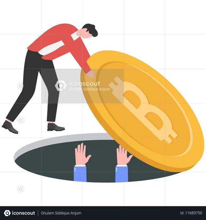 Businessman working cryptocurrency crisis  Illustration
