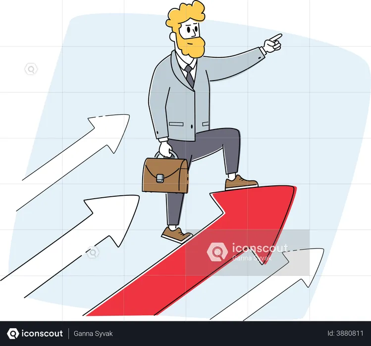 Businessman working for business growth  Illustration