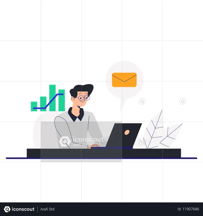 Businessman Working From Home  Illustration