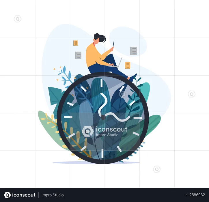 Businessman working from home in working hours  Illustration
