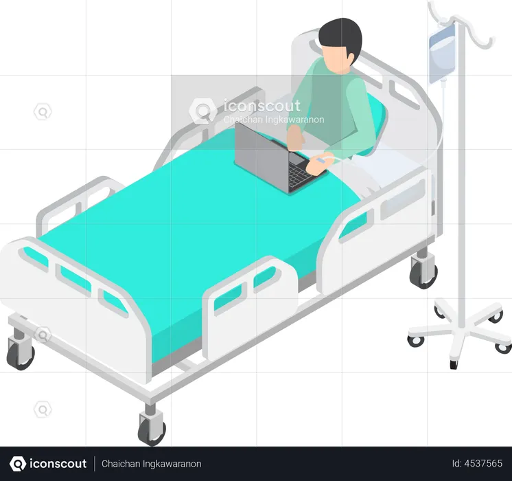 Businessman Working from hospital  Illustration