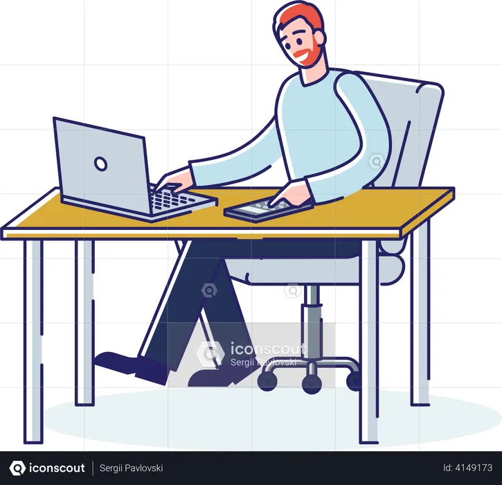 Businessman working in office  Illustration