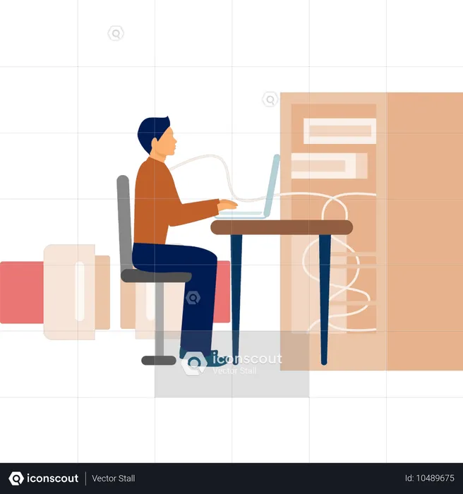 Businessman working in office  Illustration