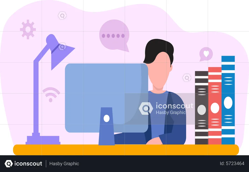 Businessman working in office  Illustration