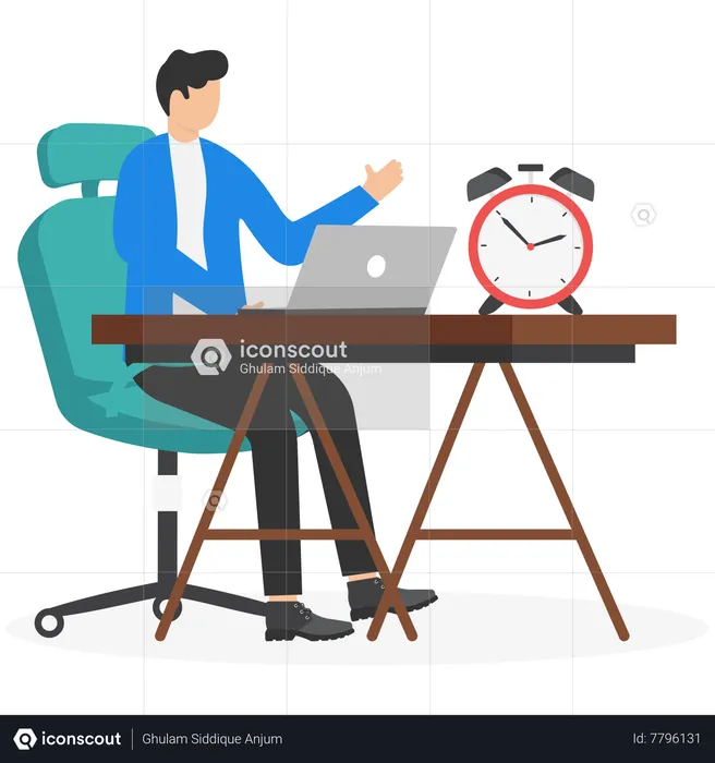 Businessman working late  Illustration