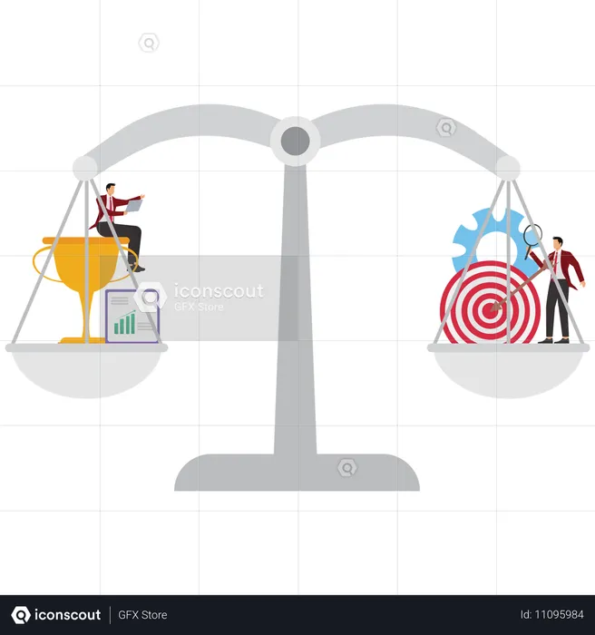 Businessman working on business balance  Illustration