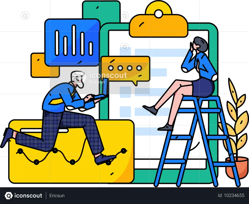 Businessman working on business data  Illustration