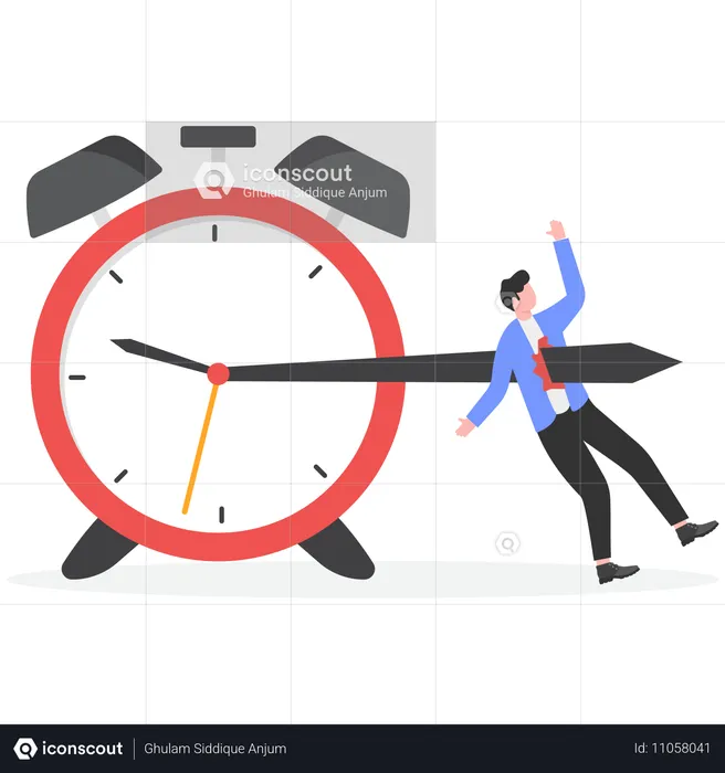 Businessman working on business deadline  Illustration