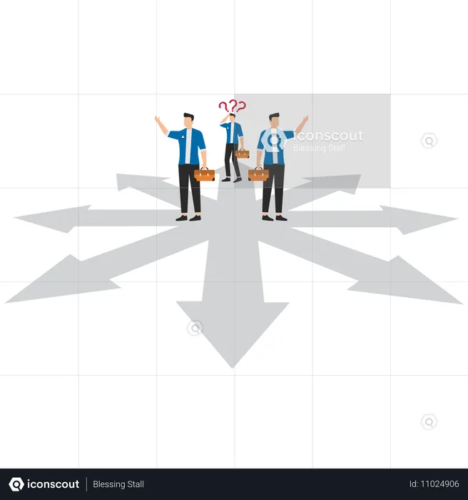 Businessman working on business direction  Illustration