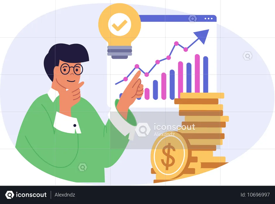 Businessman working on business finance data  Illustration