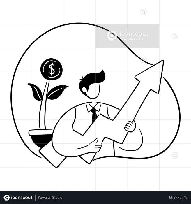 Businessman working on business growth  Illustration