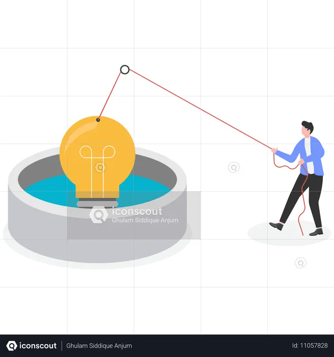 Businessman working on business idea  Illustration