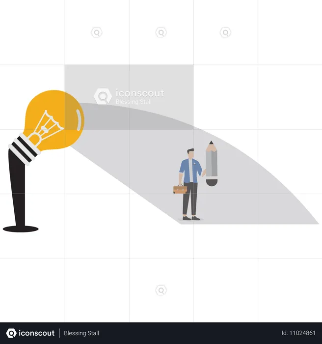 Businessman working on business idea  Illustration