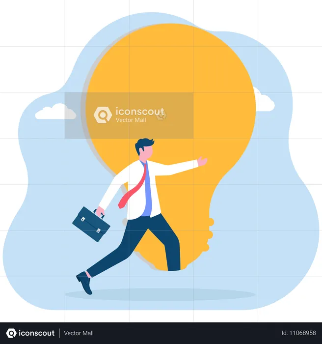 Businessman working on business idea  Illustration