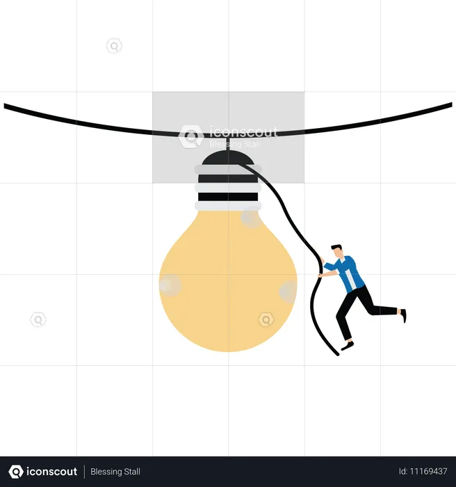 Businessman working on business idea  Illustration