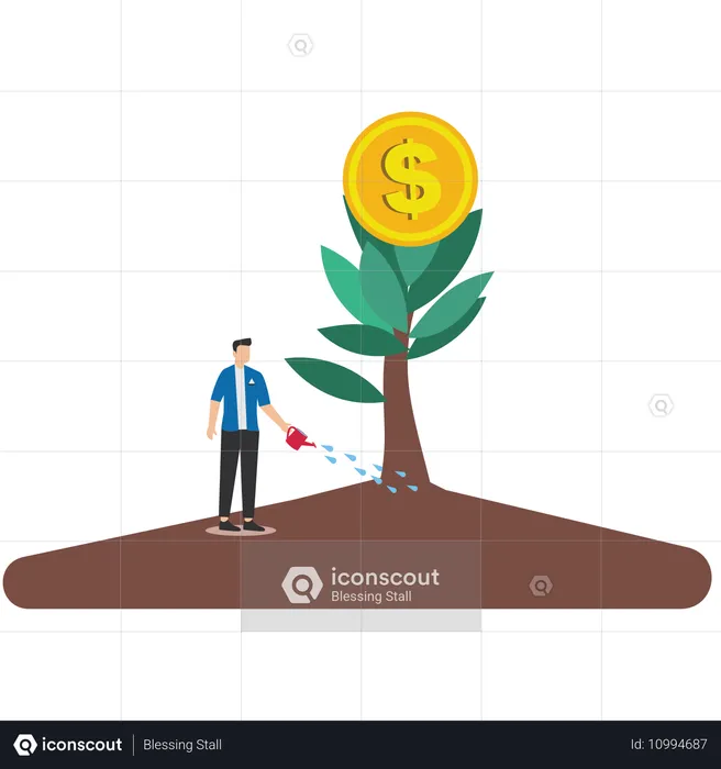 Businessman working on business investment  Illustration