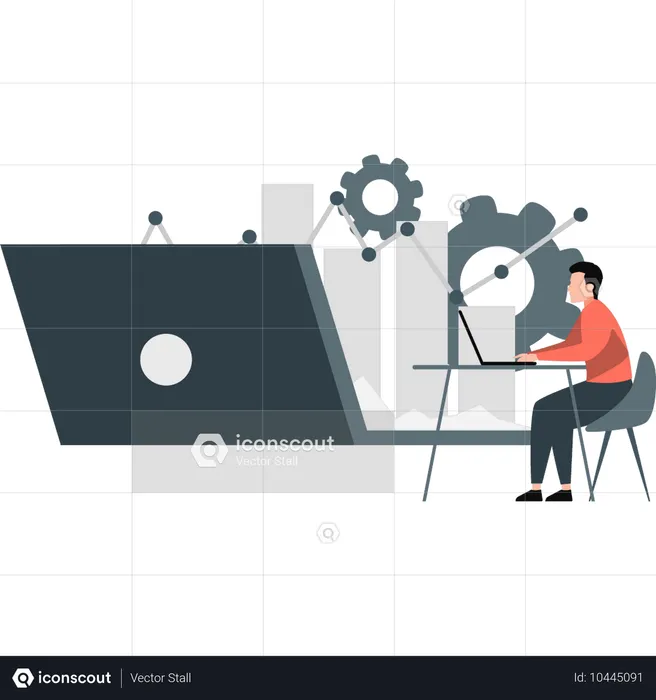 Businessman working on business management  Illustration