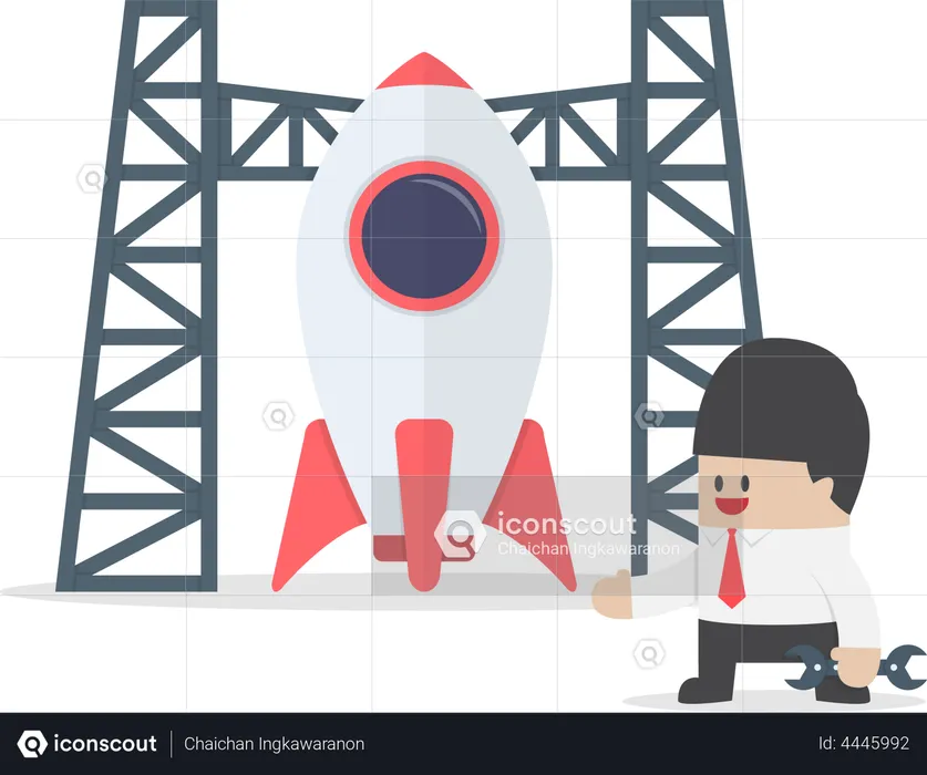 Businessman working on business startup launch  Illustration