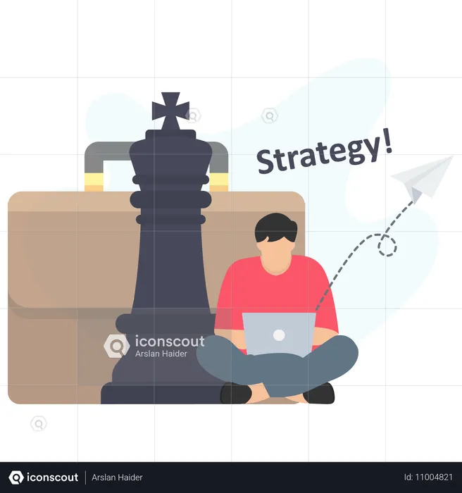 Businessman working on business strategy  Illustration