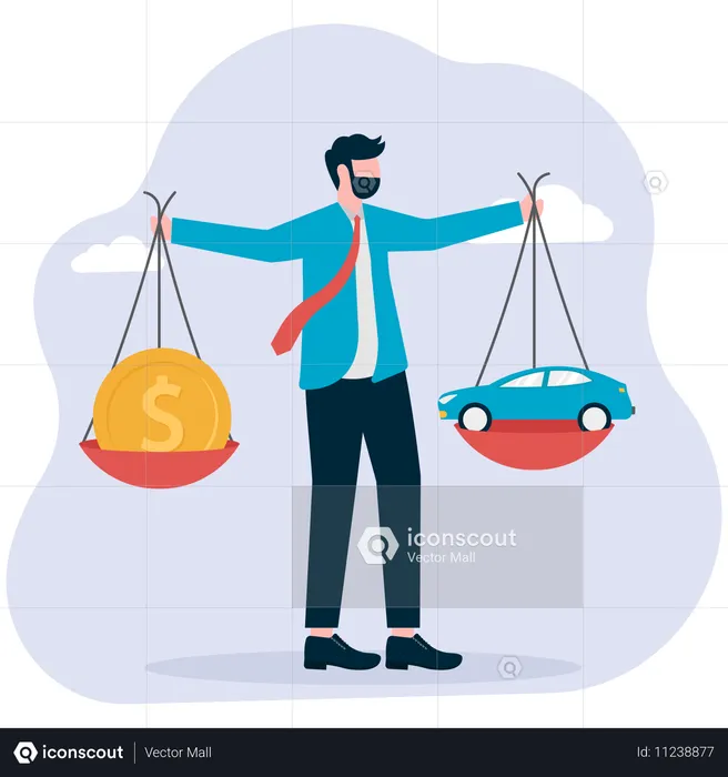 Businessman working on car loan  Illustration