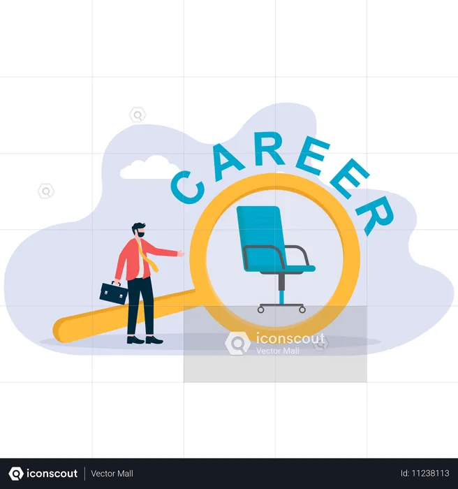 Businessman working on career development  Illustration