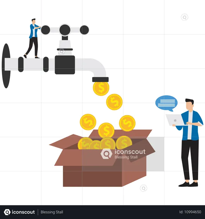 Businessman working on collecting finance  Illustration