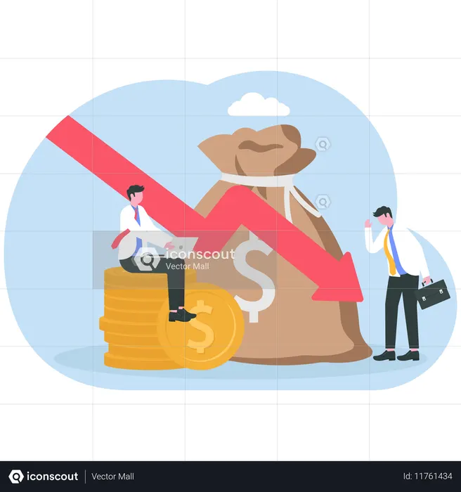 Businessman working on cost reduction  Illustration