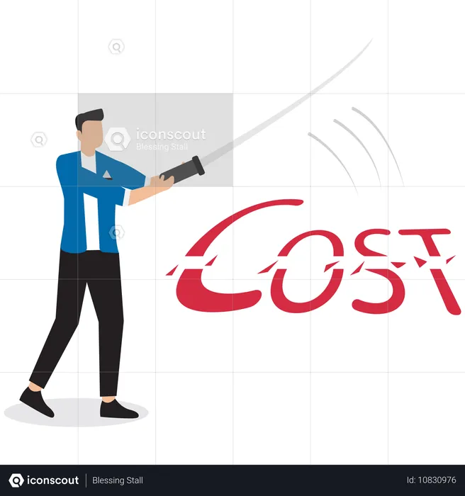 Businessman working on cost saving idea  Illustration