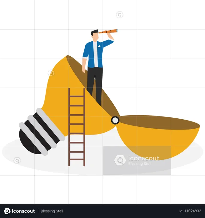 Businessman working on creative business idea  Illustration