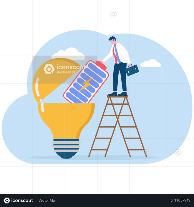 Businessman working on creative idea  Illustration