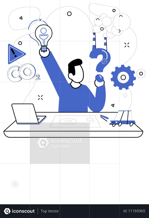 Businessman working on creative idea  Illustration