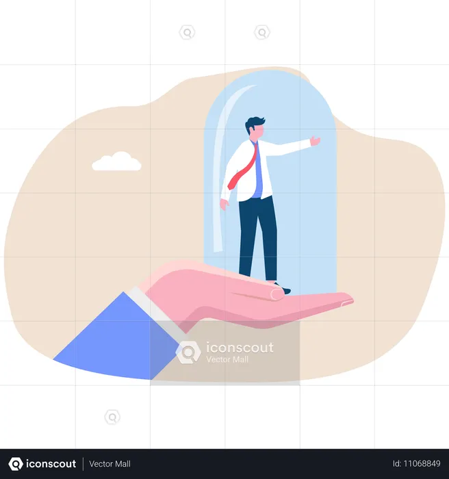 Businessman working on customer retention  Illustration