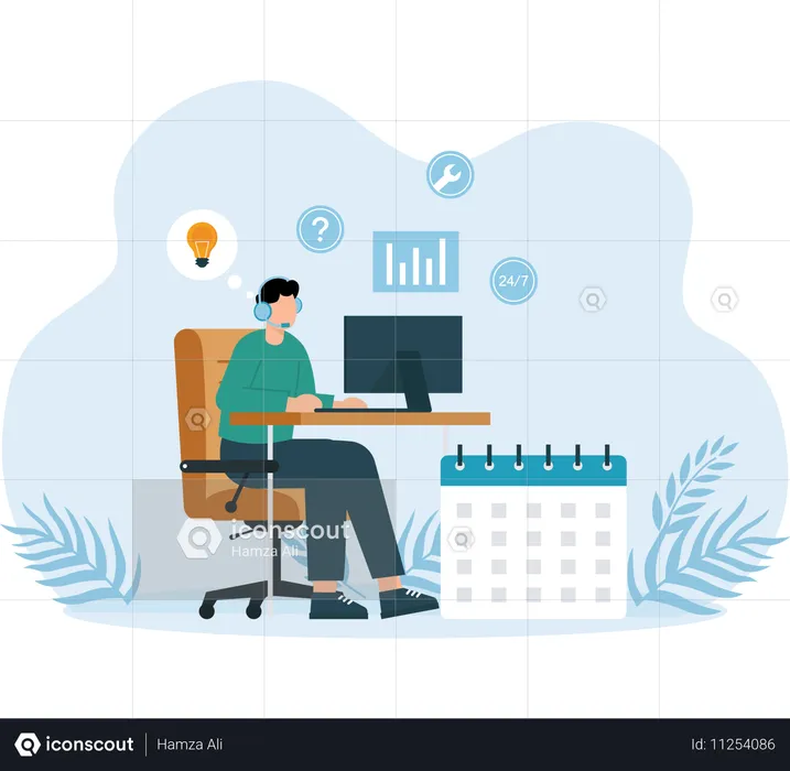 Businessman working on deadline calendar  Illustration