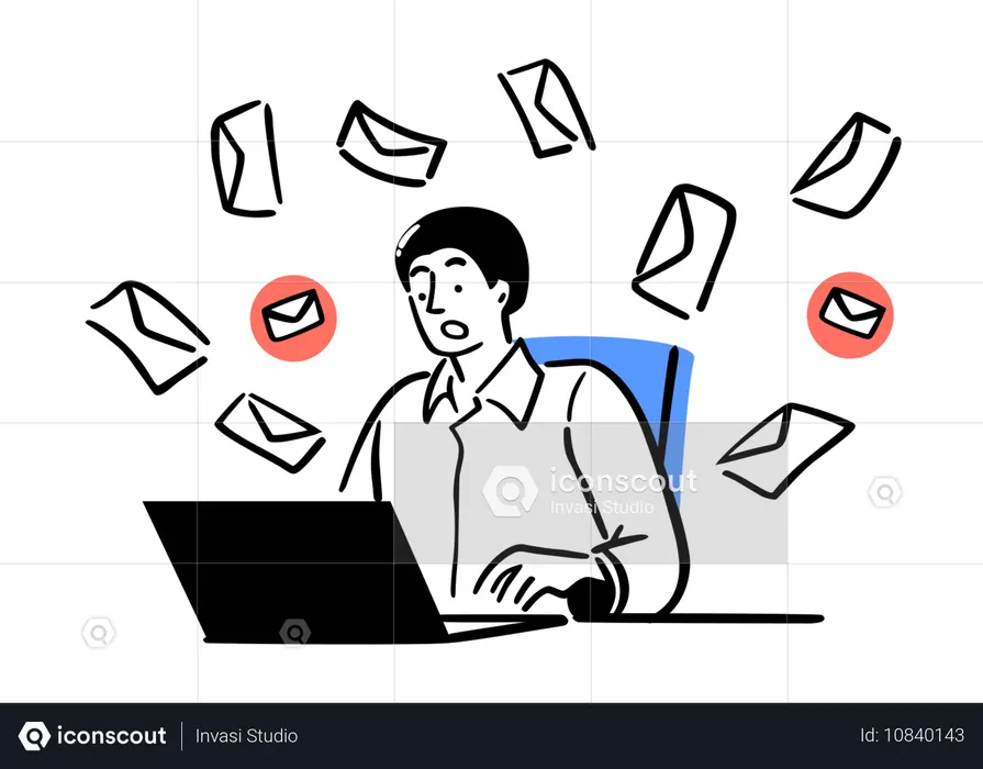 Businessman working on email campaign  Illustration