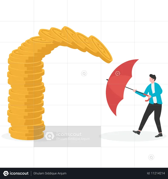 Businessman working on finance protection  Illustration