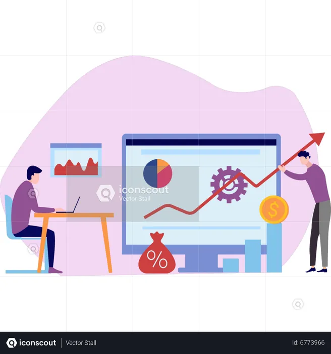 Businessman working on financial growth  Illustration