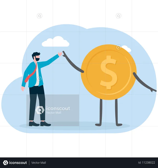 Businessman working on financial idea  Illustration