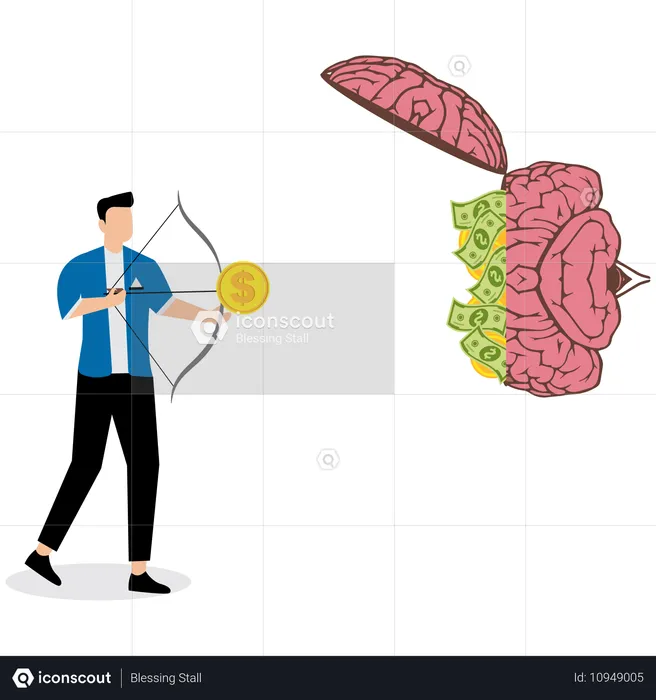 Businessman working on financial idea  Illustration